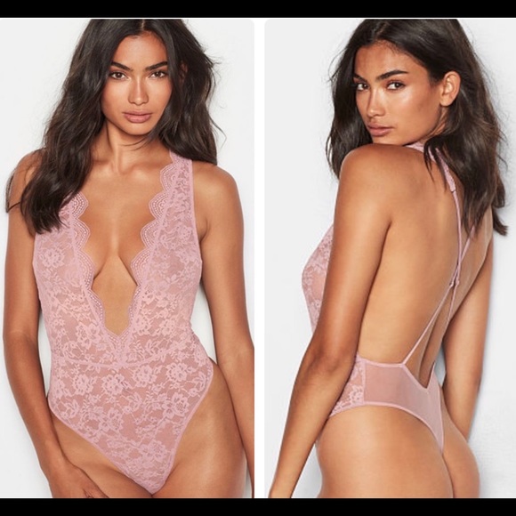 Victoria's Secret Other - Victoria’s Secret Pink Floral Scallop Lace Teddy